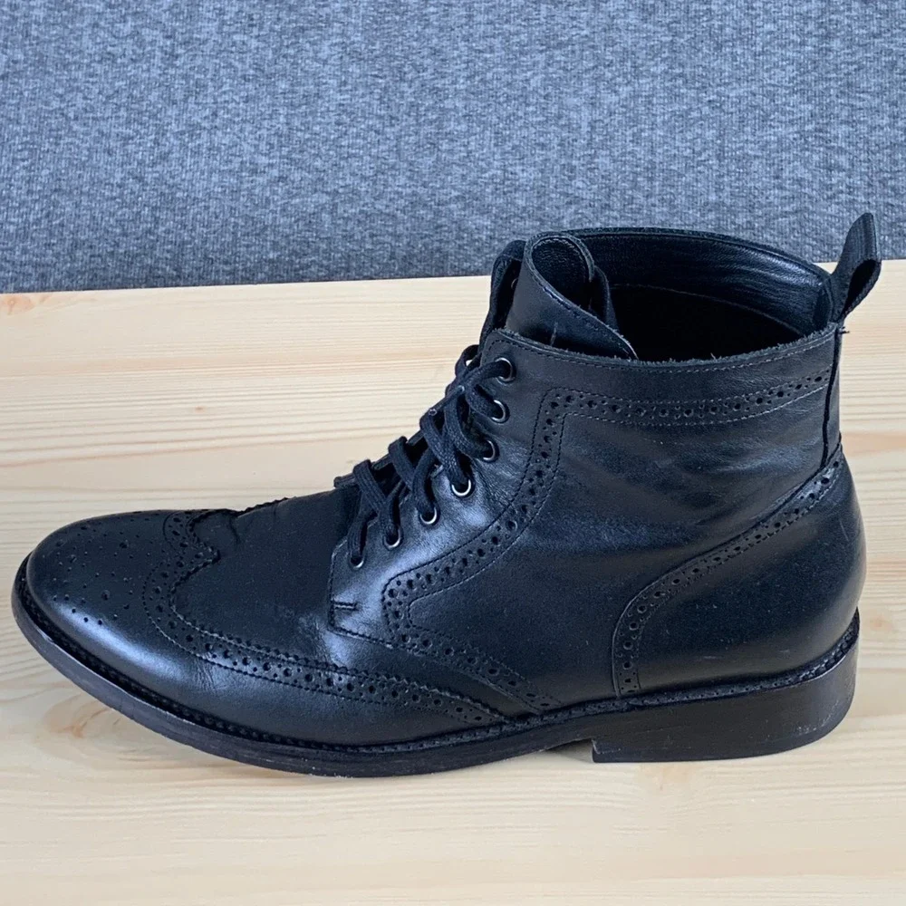 Thursday Boot Co Wingtip Boots Men US 13 Black Lace Up High Brogue